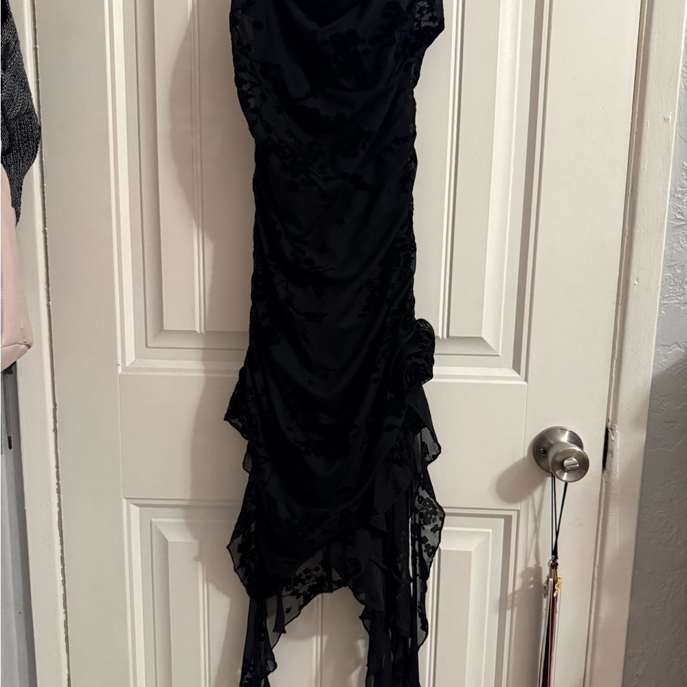 Fashion Nova Black Asymmetrical Dress